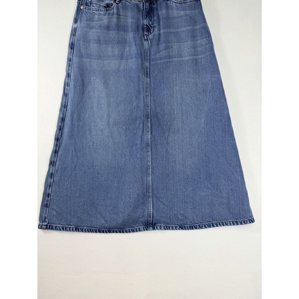 J.Jill Denim Skirt Women’s 4P Blue A-Line Midi Stretch Cotton Back Slit - Picture 11 of 11